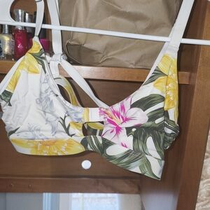 Floral Bikini Top with Tropical Print